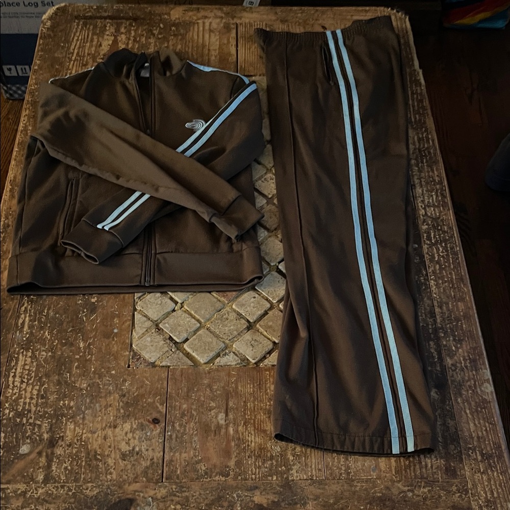 Old Navy Brown Tracksuit with Blue Stripes